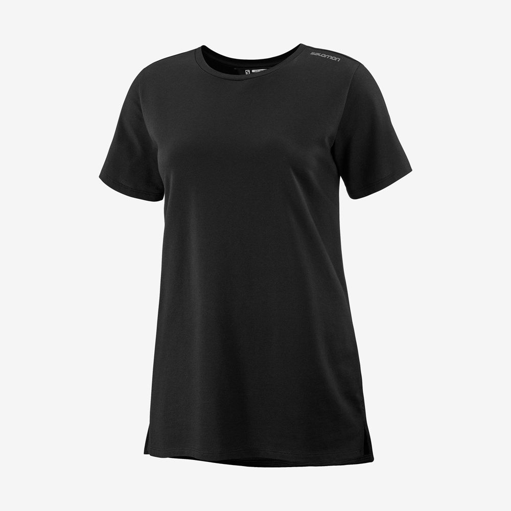 T-Shirts Salomon Femme Noir - Salomon OUTLIFE LAYERING W - France (1206-MXAPY)